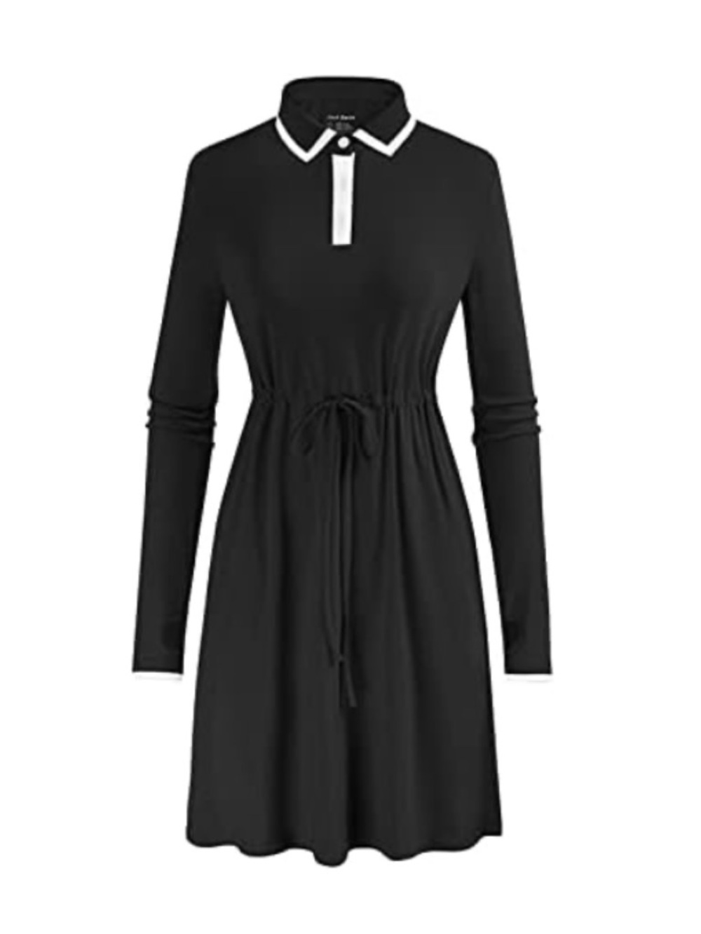 Jack Smith Golf/ Tennis dress Long Sleeve Black Polo Dress with Contrast Collar